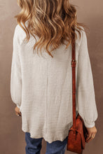 Load image into Gallery viewer, Oatmeal Waffle Knit Buttoned Front Raglan Sleeve Loose Blouse

