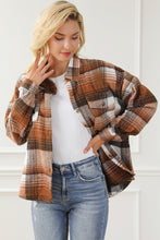 Load image into Gallery viewer, Brown Plaid Flap Pockets Shacket
