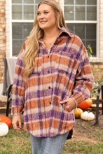 Load image into Gallery viewer, Multicolour Plus Size Plaid Print Collared Button up Jacket
