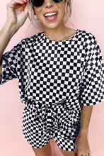 Load image into Gallery viewer, Black Checkered Top and Short Casual 2pcs Set
