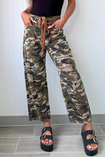 Load image into Gallery viewer, Green Camouflage Print Splashed Distressed Loose Denim Pants
