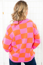 Load image into Gallery viewer, Sachet Pink Checkered Knit Polo Collar Baggy Sweater

