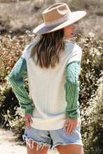 Load image into Gallery viewer, Vineyard Green Colorblock Patched Pocket Drop Shoulder Sweater

