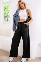 Load image into Gallery viewer, Dearlovers Black Tied Elastic High Waist Pleated Detail Solid Sweatpants
