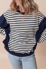 Load image into Gallery viewer, White Stripe Color Block Exposed Seam Loose Fit Sweatshirt
