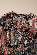 Load image into Gallery viewer, Black Floral Print V Neck Wrap High Waist Maxi Dress
