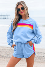 Load image into Gallery viewer, Beau Blue Accent Pullover and Shorts Two Piece Casual Set

