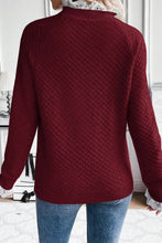 Load image into Gallery viewer, Burgundy Contrast Lace Frilled Trim Raglan Sleeve Sweater
