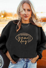 Load image into Gallery viewer, Black Rugby Game Day Embroidered Corduroy Sweatshirt
