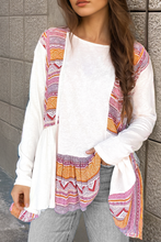 Load image into Gallery viewer, White Western Aztec Print Patchwork Ruffled Tunic Long Sleeve Babydoll Top

