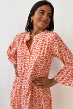 Load image into Gallery viewer, Orange Floral Print Flounce Sleeve Buttoned Front Mini Dress
