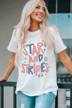 Load image into Gallery viewer, White STARS AND STRIPES Crew Neck Graphic Tee
