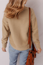 Load image into Gallery viewer, Light French Beige Grommet Detail V Neck Sweatshirt
