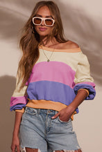 Load image into Gallery viewer, Phalaenopsis Color Block Patchwork Drop Shoulder Cropped Sweatshirt
