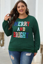 Load image into Gallery viewer, Blackish Green Merry And Bright Cable Knit Pullover Sweatshirt
