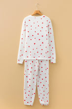 Load image into Gallery viewer, Fiery Red Tiny Hearts Printed Long Sleeve Top Drawstring Lounge Pant Set
