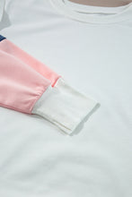 Load image into Gallery viewer, White French Terry Color Block Long Sleeve Top
