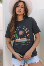 Load image into Gallery viewer, Dark Grey RISE WITH THE SUN Western Fashion Graphic Tee
