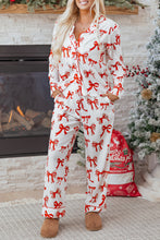 Load image into Gallery viewer, Red Christmas Bow Print Long 2pcs Pajama Set

