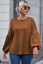 Load image into Gallery viewer, Faux Knit Jacquard Puffy Long Sleeve Top
