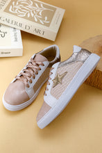 Load image into Gallery viewer, Dearlove Gold Glitter Star Patchwork PU Leather Lace-up Sneakers
