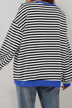 Load image into Gallery viewer, Black Stripe Oversized Contrast Trim Pullover Sweatshirt
