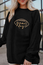 Load image into Gallery viewer, Black Rugby Game Day Embroidered Corduroy Sweatshirt

