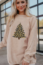 Load image into Gallery viewer, Apricot Leopard Christmas Tree Graphic Corded Sweatshirt
