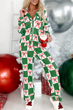 Load image into Gallery viewer, Green Holly Jolly Checkered Pattern 2pcs Long Pajama Set
