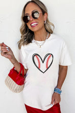 Load image into Gallery viewer, White Baseball Heart Shape Embroidery Graphic Tee
