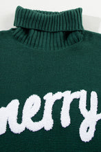 Load image into Gallery viewer, Blackish Green Merry Letter Embroidered High Neck Sweater
