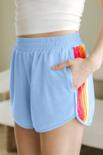 Load image into Gallery viewer, Beau Blue Color Block Stripes Elastic High Waist Active Shorts
