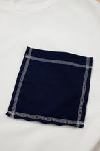 Load image into Gallery viewer, White Exposed Seam Detail Color Block Patch Pocket Drop Shoulder Sweatshirt

