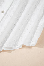 Load image into Gallery viewer, White Floral Embroidered Puff Sleeve Eyelet Patchwork Shirt
