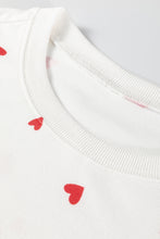 Load image into Gallery viewer, Fiery Red Tiny Hearts Printed Long Sleeve Top Drawstring Lounge Pant Set
