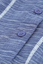 Load image into Gallery viewer, Blue Striped Print V Neck Half Buttons Loose Blouse
