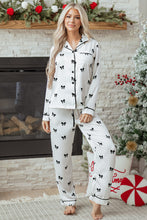 Load image into Gallery viewer, White Bows Print Two Piece Sleepwear
