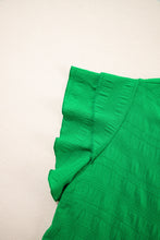 Load image into Gallery viewer, Dark Green Textured Ruffled Sleeve Round Neck Top
