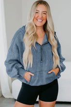 Load image into Gallery viewer, Ashleigh Blue Half Zip Kangaroo Pocket Mineral Wash Baggy Hoodie

