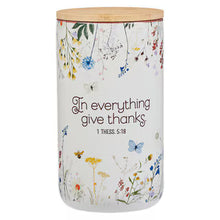 Load image into Gallery viewer, Give Thanks Topsy-Turvy Wildflower Ceramic Gratitude Jar - 1 Thessalonians 5:18
