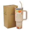 Consider the Wildflowers 40 oz Peach Stainless Steel Tumbler with Reusable Straw - Luke 12:27