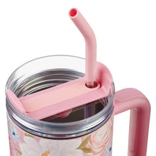 Load image into Gallery viewer, God is With Her Pink Floral 40 oz Stainless Steel Tumbler with Straw
