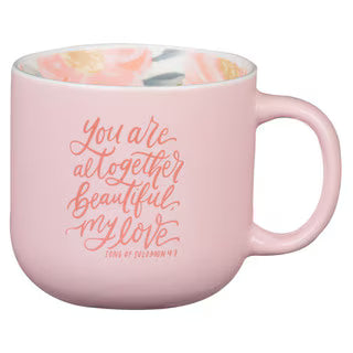 Altogether Beautiful Pink Floral Ceramic Coffee Mug – Song of Solomon 4:7
