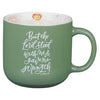 The Lord Stood with Me Sage Green Floral Ceramic Coffee Mug – 2 Timothy 4:17