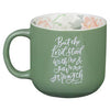 The Lord Stood with Me Sage Green Floral Ceramic Coffee Mug – 2 Timothy 4:17