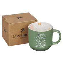 Load image into Gallery viewer, The Lord Stood with Me Sage Green Floral Ceramic Coffee Mug – 2 Timothy 4:17
