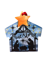 Load image into Gallery viewer, Silent Night Silhouette - Christian Nativity Christmas Ornament | Sublimated Holy Family Ornament
