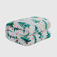 Load image into Gallery viewer, Folded blanket with Christmas tree pattern on a white background
