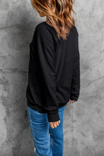 Load image into Gallery viewer, Black Merry &amp; Bright Letter Print Pullover Sweatshirt
