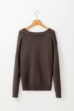 Load image into Gallery viewer, Dark Khaki Open Knit Drop Shoulder Sweater Cardigan
